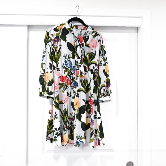 Vivetta Size Medium Tie Neck Floral Dress - Picture 1 of 9